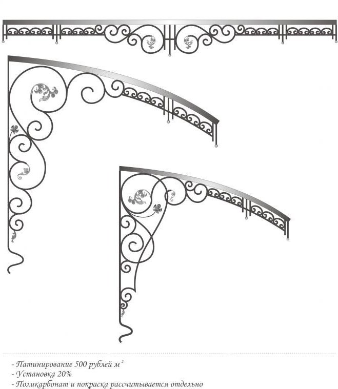Кованые навесы над крыльцом эскизы
